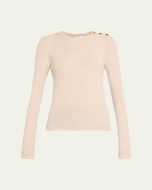Long-Sleeve Ribbed Button T